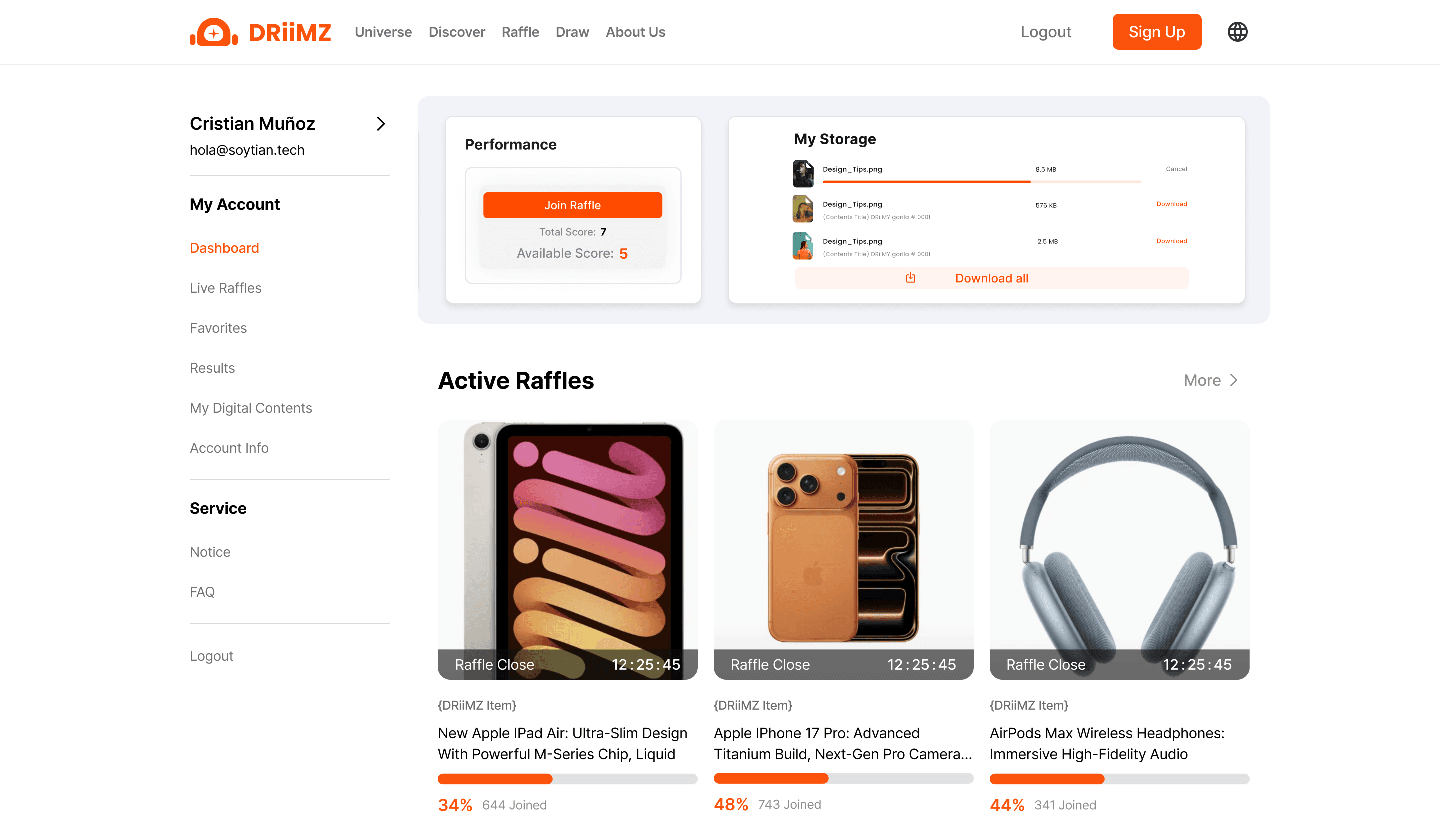 DRiiMZ Raffle Dashboard